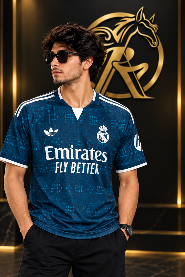 Real Madrid Blue Football Jersey – Premium Men’s Soccer Shirt | Short Sleeve Fan Jersey