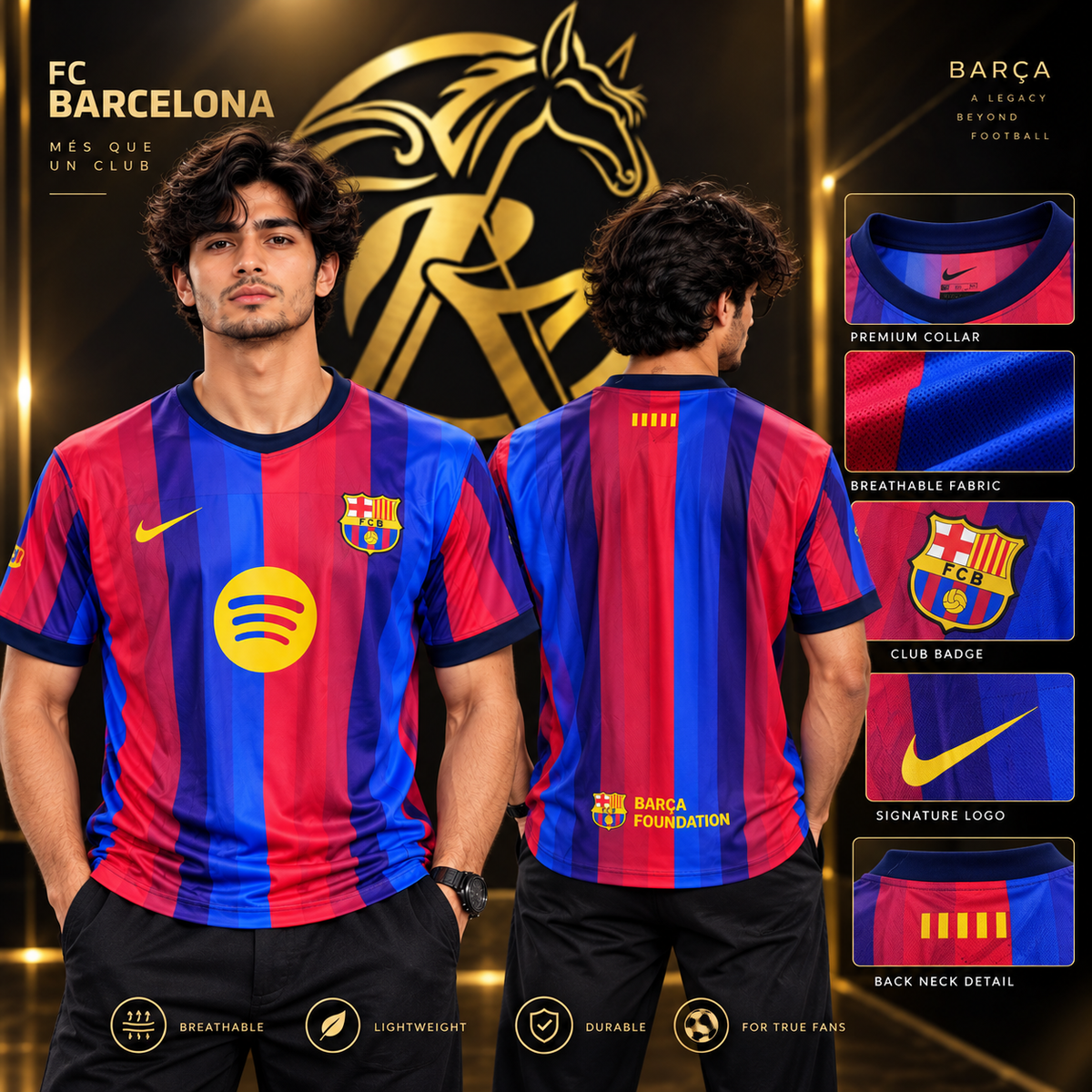 FC Barcelona Home Football Jersey – Premium Men’s Soccer Shirt | Red & Blue