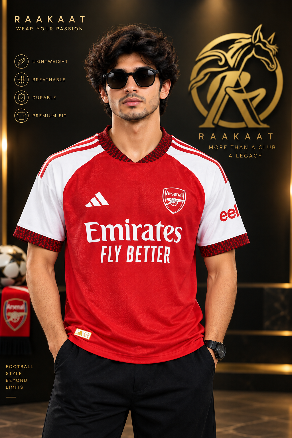 Arsenal Red & White Football Jersey – Premium Men’s Soccer Shirt | Short Sleeve