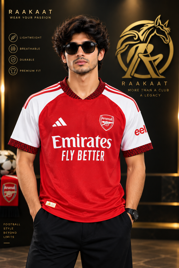 Arsenal Red & White Football Jersey – Premium Men’s Soccer Shirt | Short Sleeve