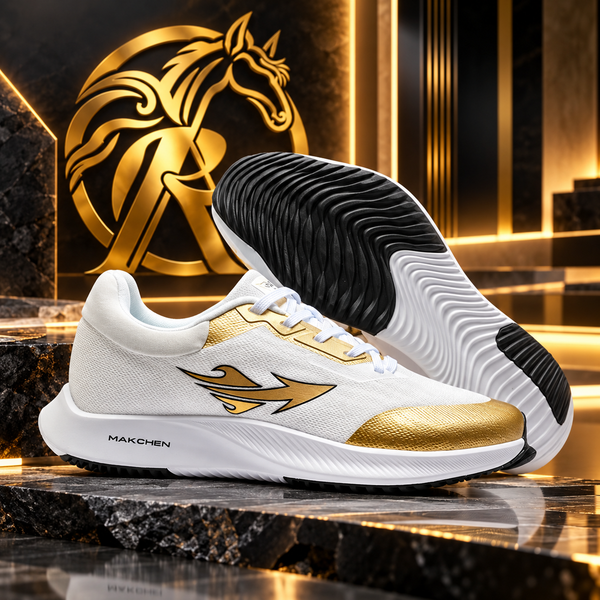 MAKCHEN White & Gold Premium Sneakers | RK-SH-015