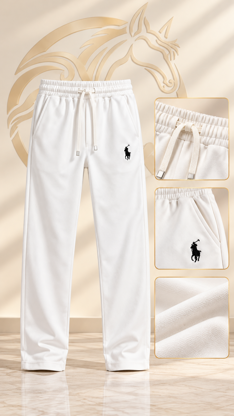 Men's Drawstring Casual Straight-Leg Pants – White | Raakaat