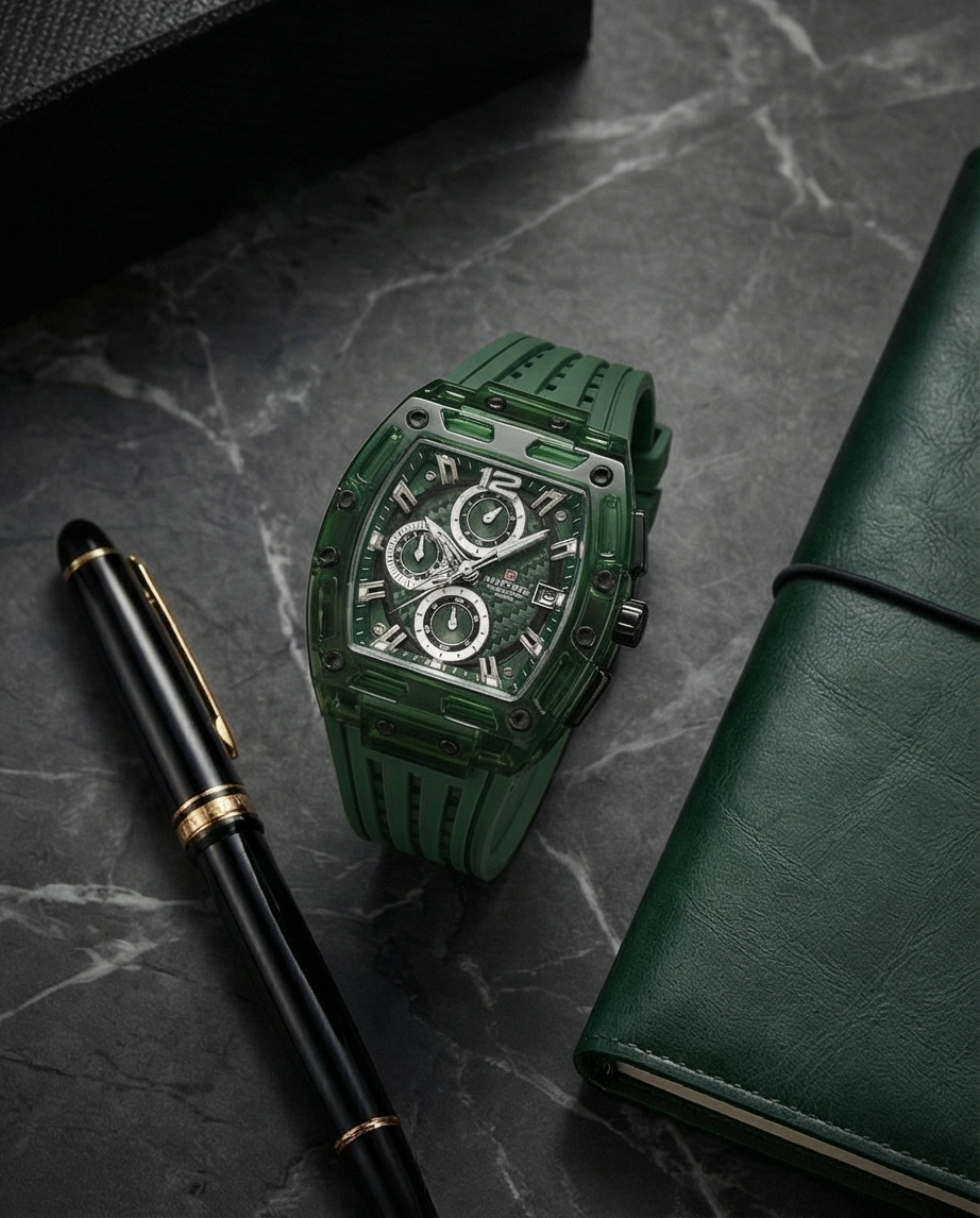 W12–Luxury Green Chronograph Watch for Men - Raakaat