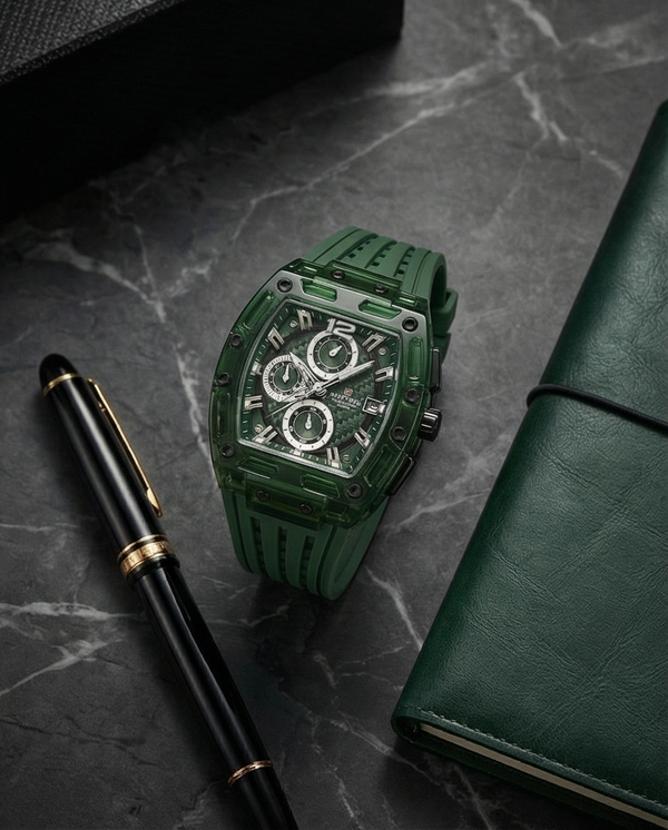 W12–Luxury Green Chronograph Watch for Men - Raakaat