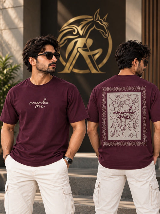 Men’s “Remember Me” Front & Back Graphic T-Shirt – Black & Burgundy |
