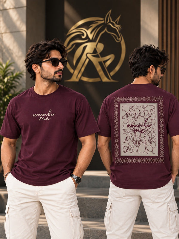 Men’s “Remember Me” Front & Back Graphic T-Shirt – Black & Burgundy |