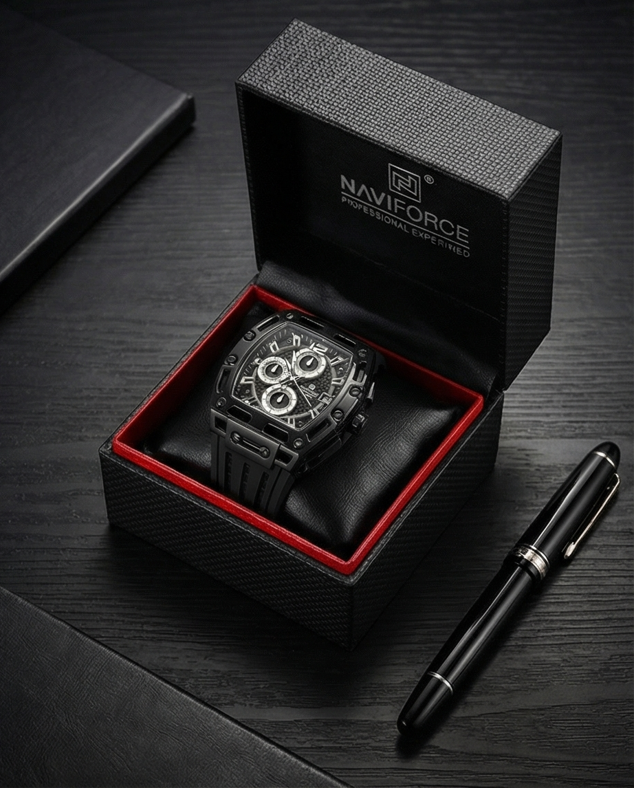 W13-Naviforce Men's Chronograph Watch - Bold Black Design - Raakaat