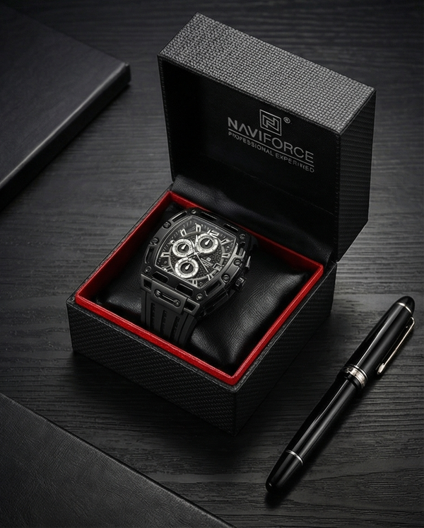 W13-Naviforce Men's Chronograph Watch - Bold Black Design - Raakaat