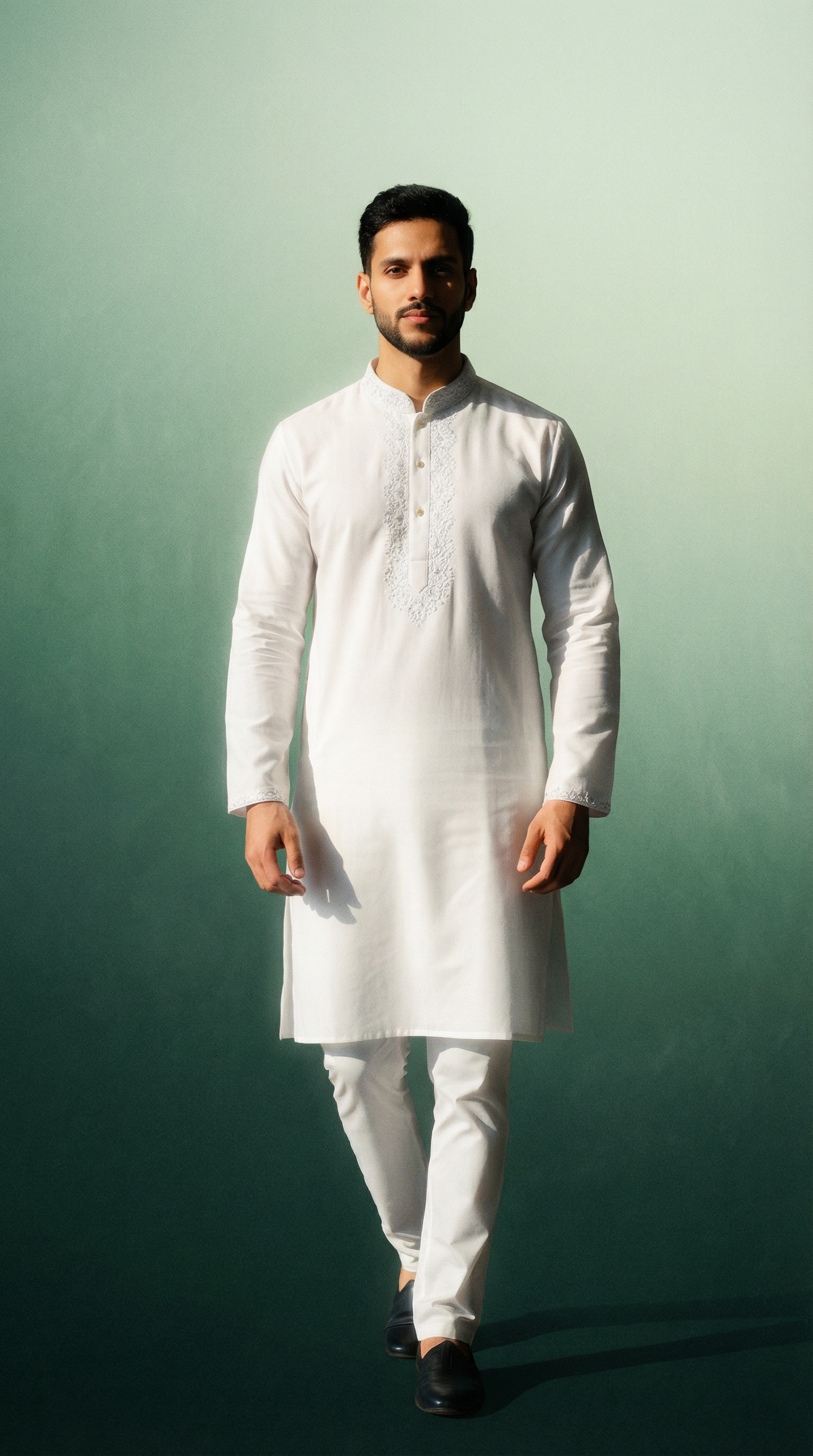 Ivory Grace Chikankari-Inspired Embroidered Panjabi   P0014 | 255 - Raakaat