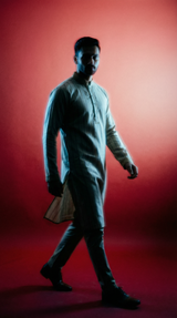 Harvest Gold Textured Panjabi with Intricate Zari Accents  P0015