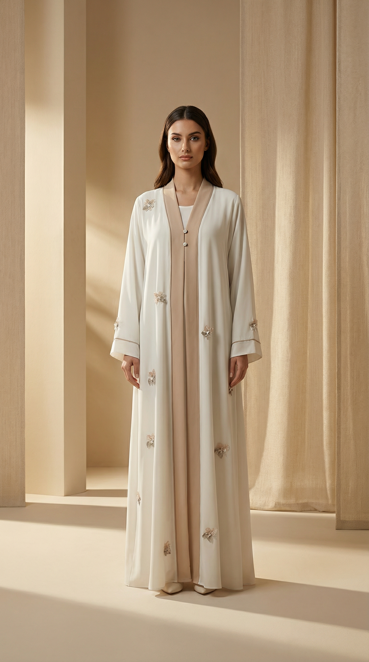 Embroidered Open Abaya with Inner Attached A0002 - Elegant & Stylish - Raakaat