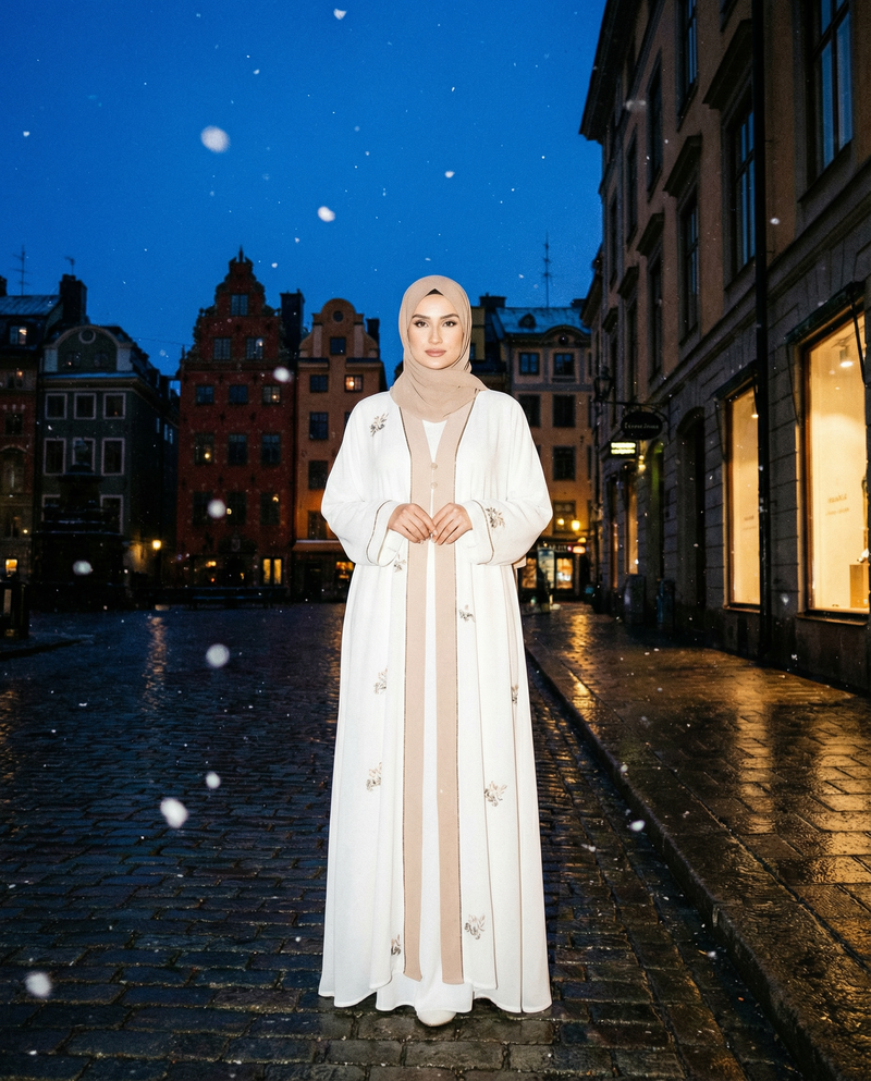 White Embroidered Abaya 🤍 A0002