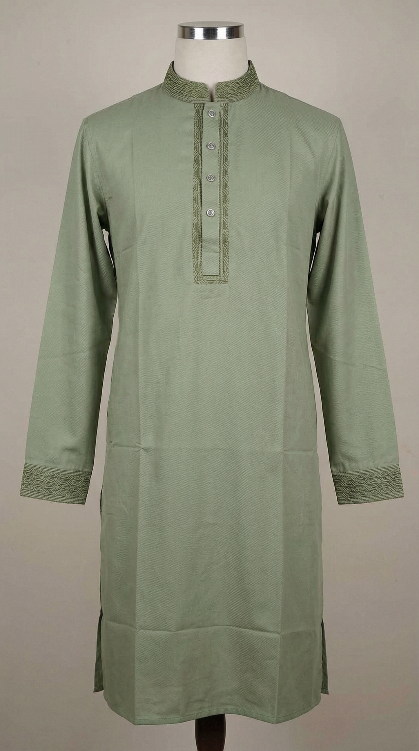 Earthy Pistachio Embroidered Panjabi |412| - Raakaat