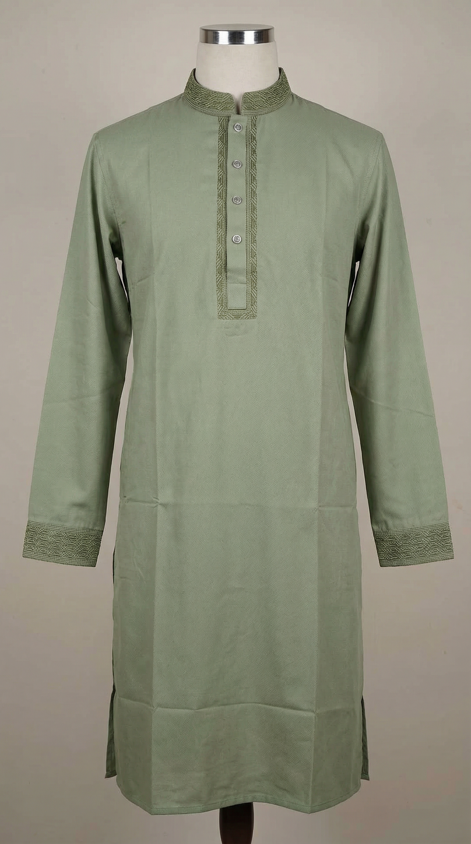 Earthy Pistachio Embroidered Panjabi |412| - Raakaat