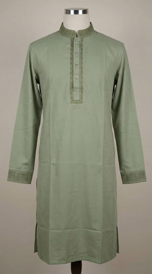 Earthy Pistachio Embroidered Panjabi |412| - Raakaat