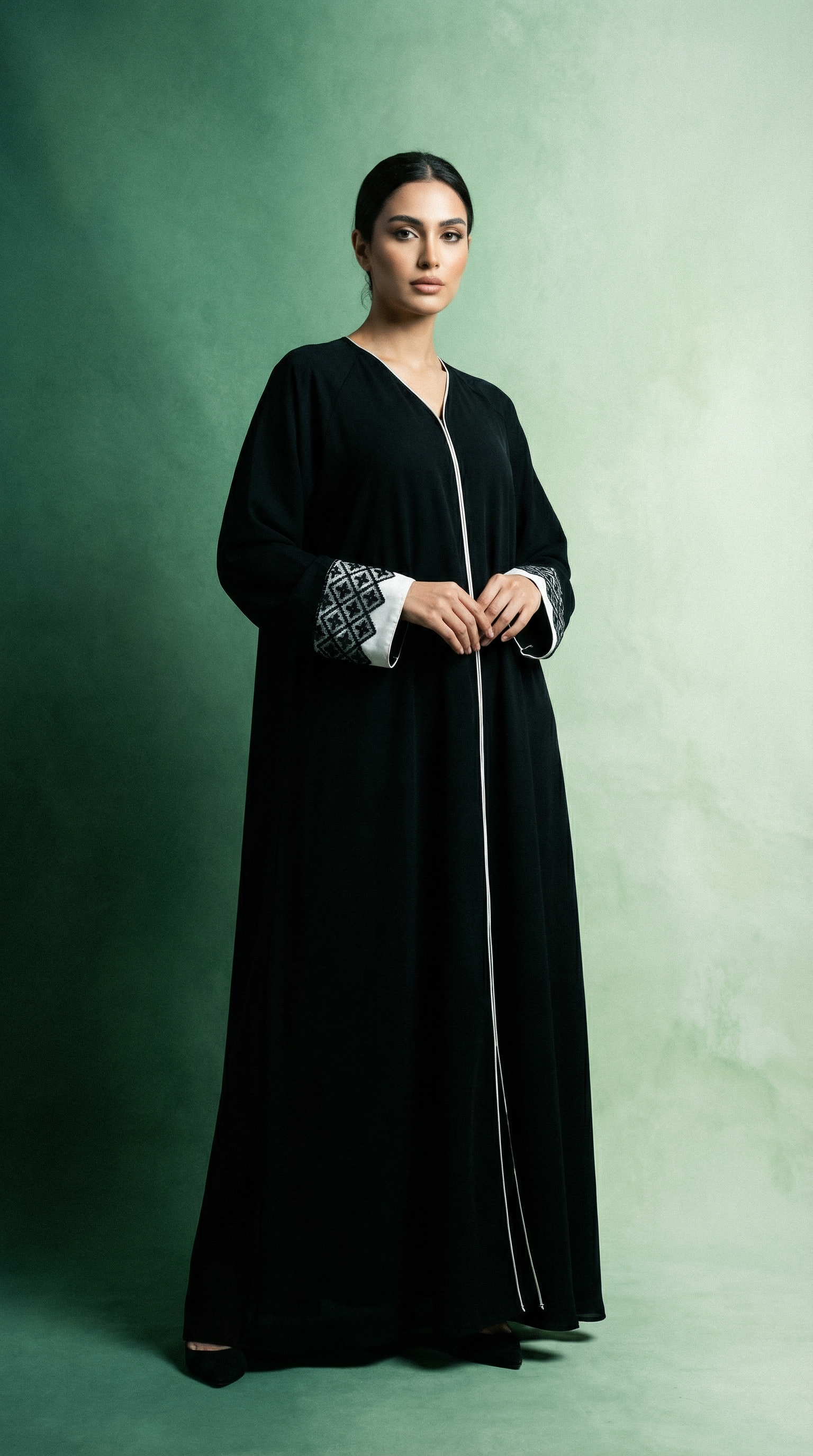 Midnight Onyx Umbrella Flare Abaya | A04 - Raakaat