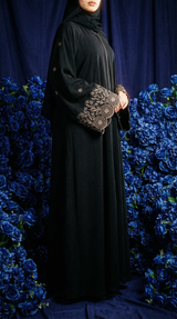 Majestic Bloom Umbrella  Black Abaya |  A0015
