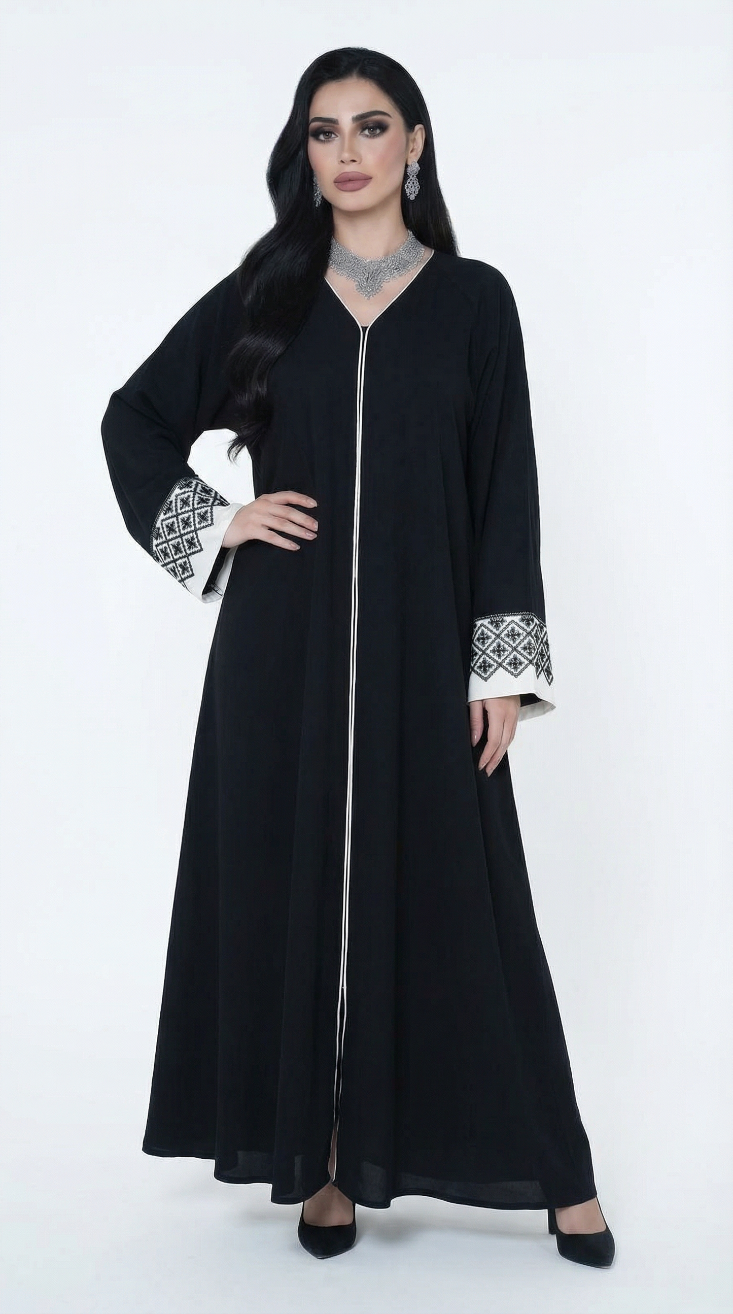 Midnight Onyx Umbrella Flare Abaya | A04 - Raakaat