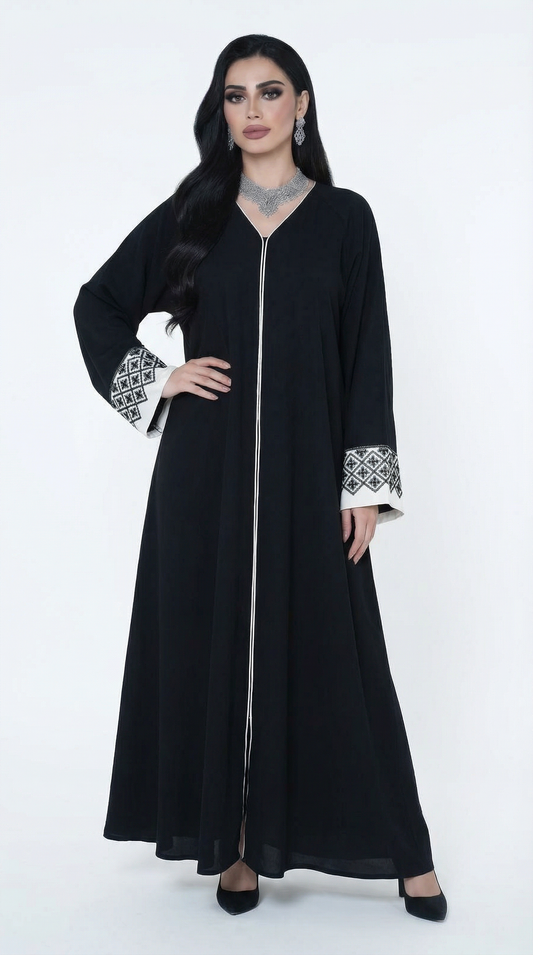 Midnight Onyx Umbrella Flare Abaya | A04 - Raakaat