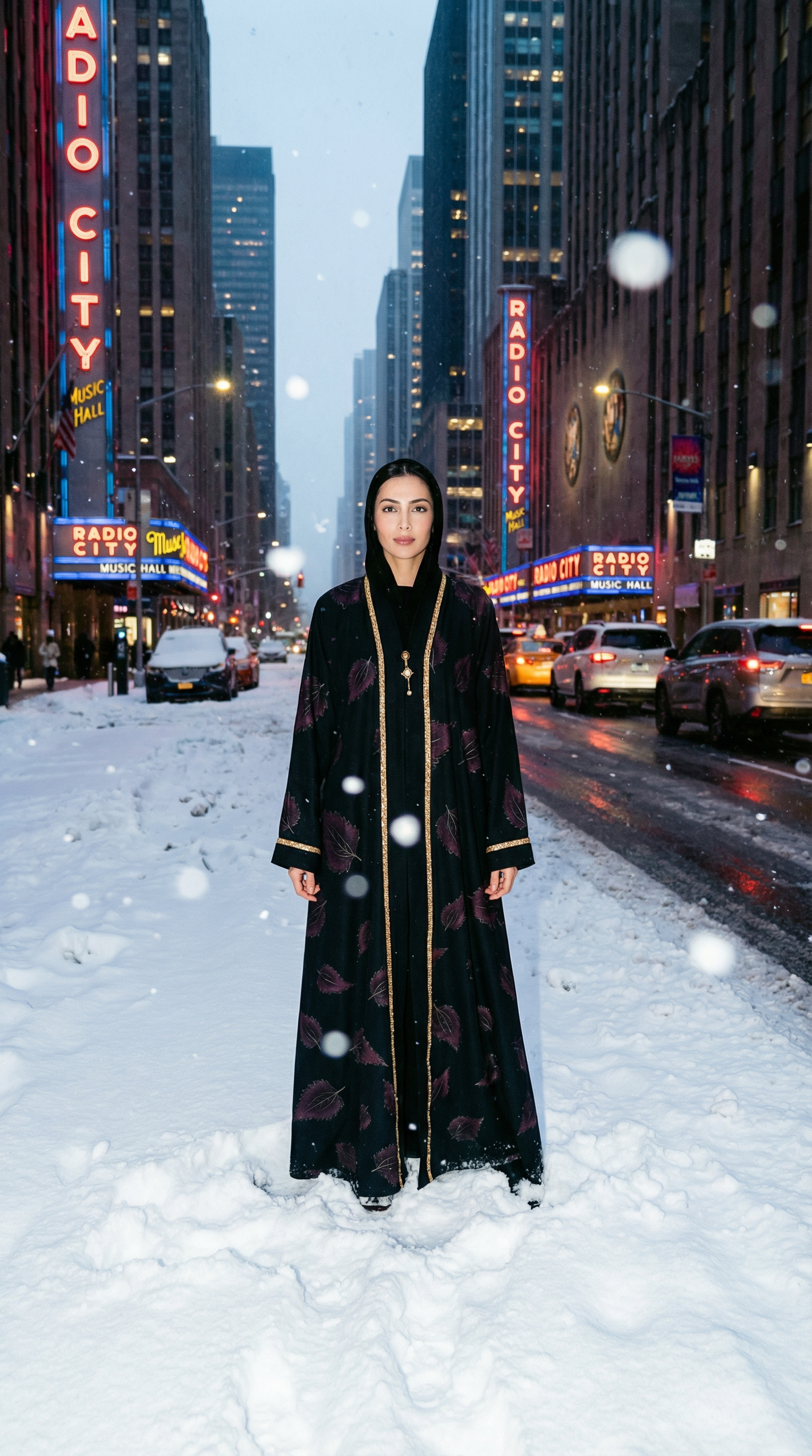 The Amethyst Leaf Embroidered Abaya – Royal Black & Gold Edition   A0009 - Raakaat