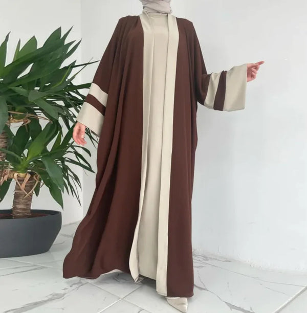 Two-Piece Abaya Long Dress - Elegant Modest StyleTwo-Piece Abaya Long