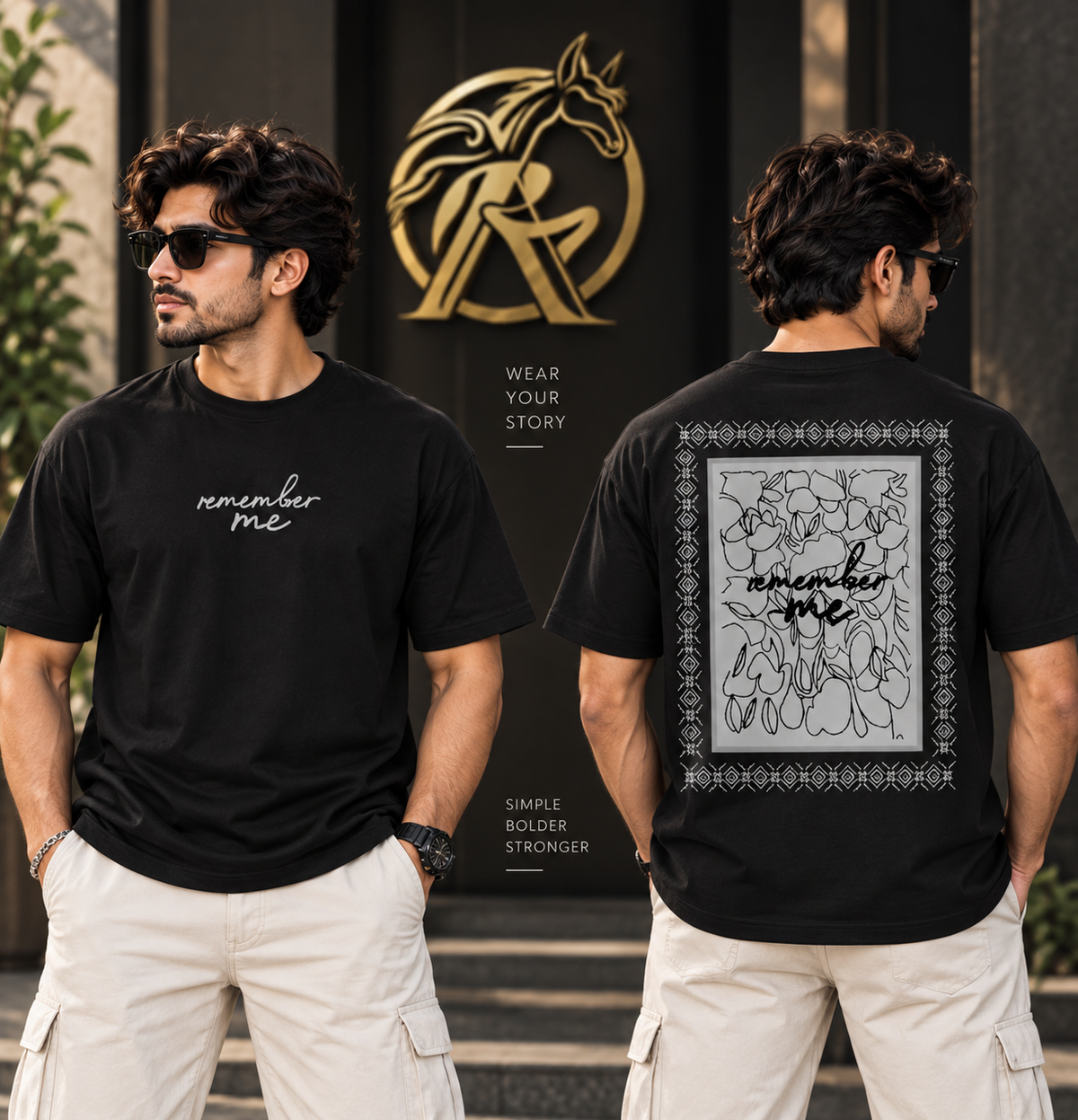 Men’s “Remember Me” Front & Back Graphic T-Shirt – Black & Burgundy |