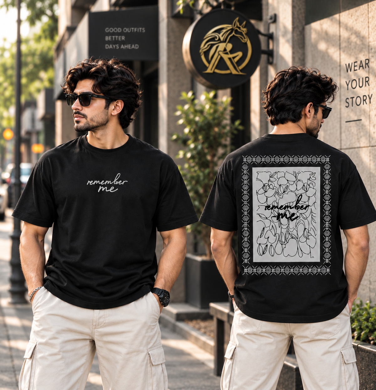 Men’s “Remember Me” Front & Back Graphic T-Shirt – Black & Burgundy |