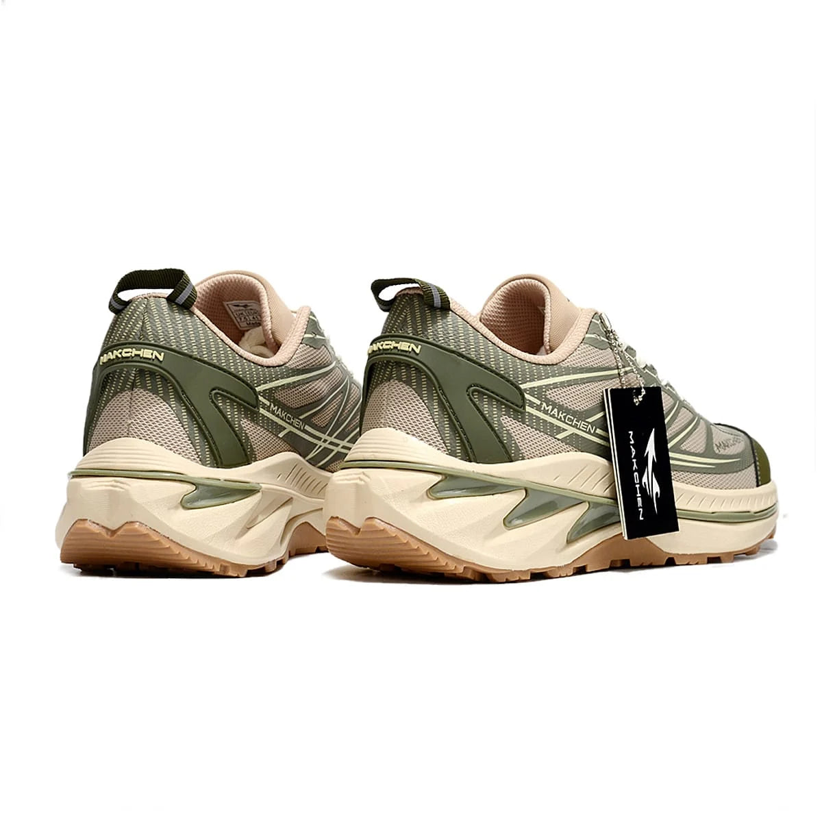 Makchen Olive & Beige Chunky Sneakers with Gum Sole | RK-SH-001