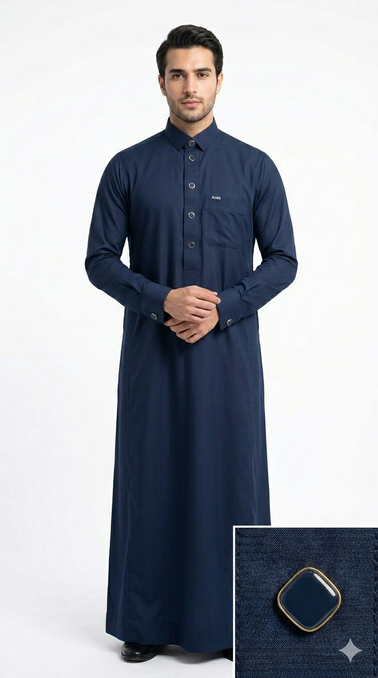 Midnight Navy Premium Thobe – Modern Classic Edition | T0006