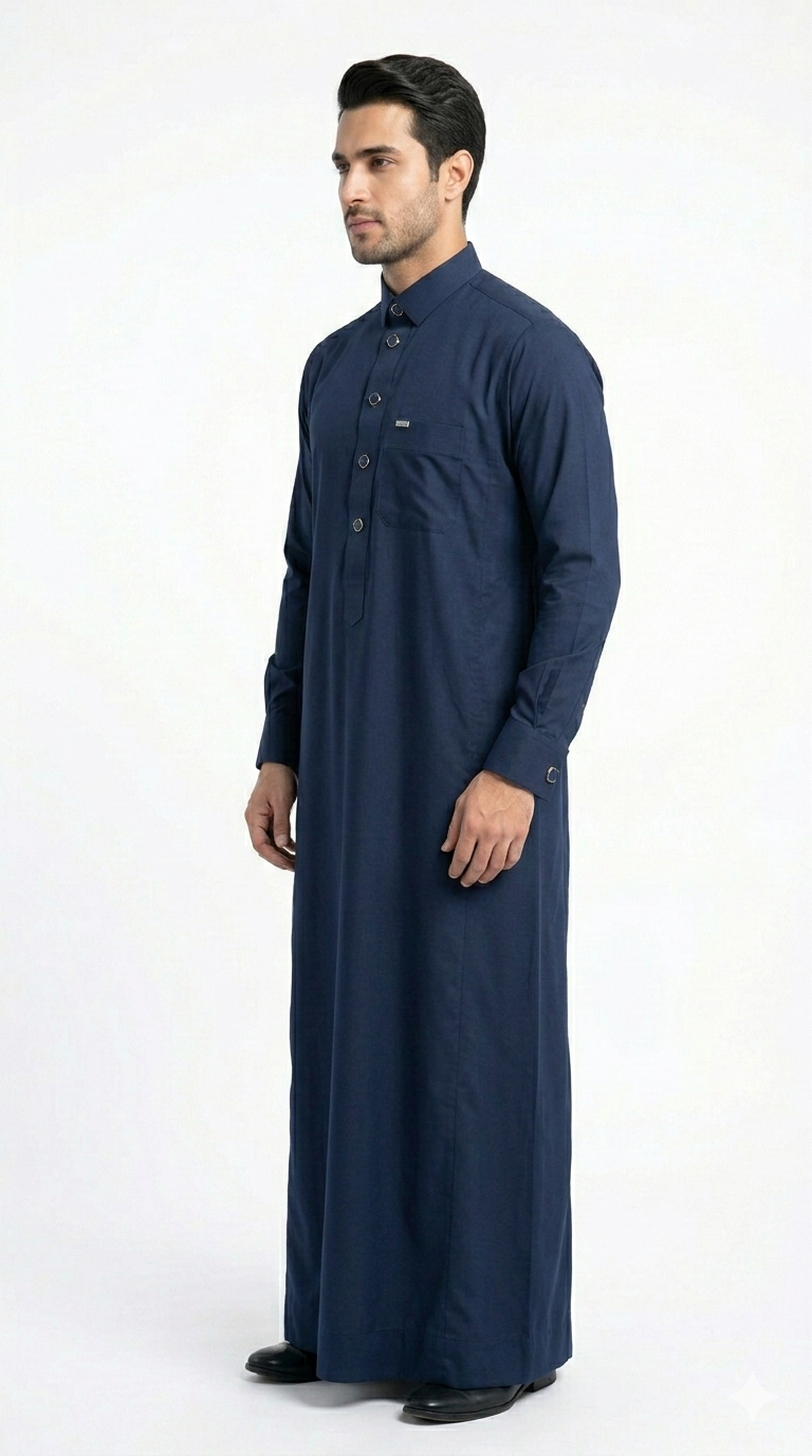 Midnight Navy Premium Thobe – Modern Classic Edition | T0006
