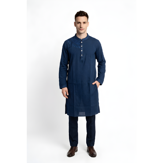 Signature Embroidered Panjabi Collection (Black & Blue Edition) |P0028| 182&183 - Raakaat
