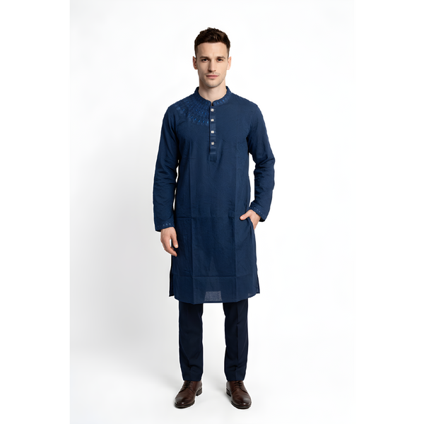 Signature Embroidered Panjabi Collection (Black & Blue Edition) |P0028| 182&183 - Raakaat