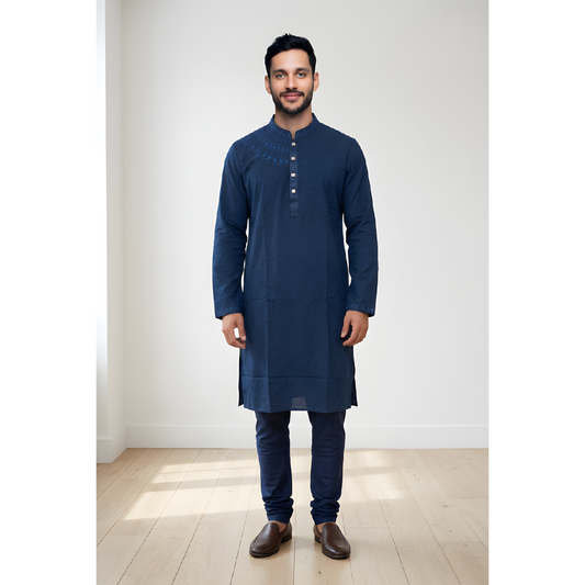 Signature Embroidered Panjabi Collection (Black & Blue Edition) |P0028| 182&183 - Raakaat