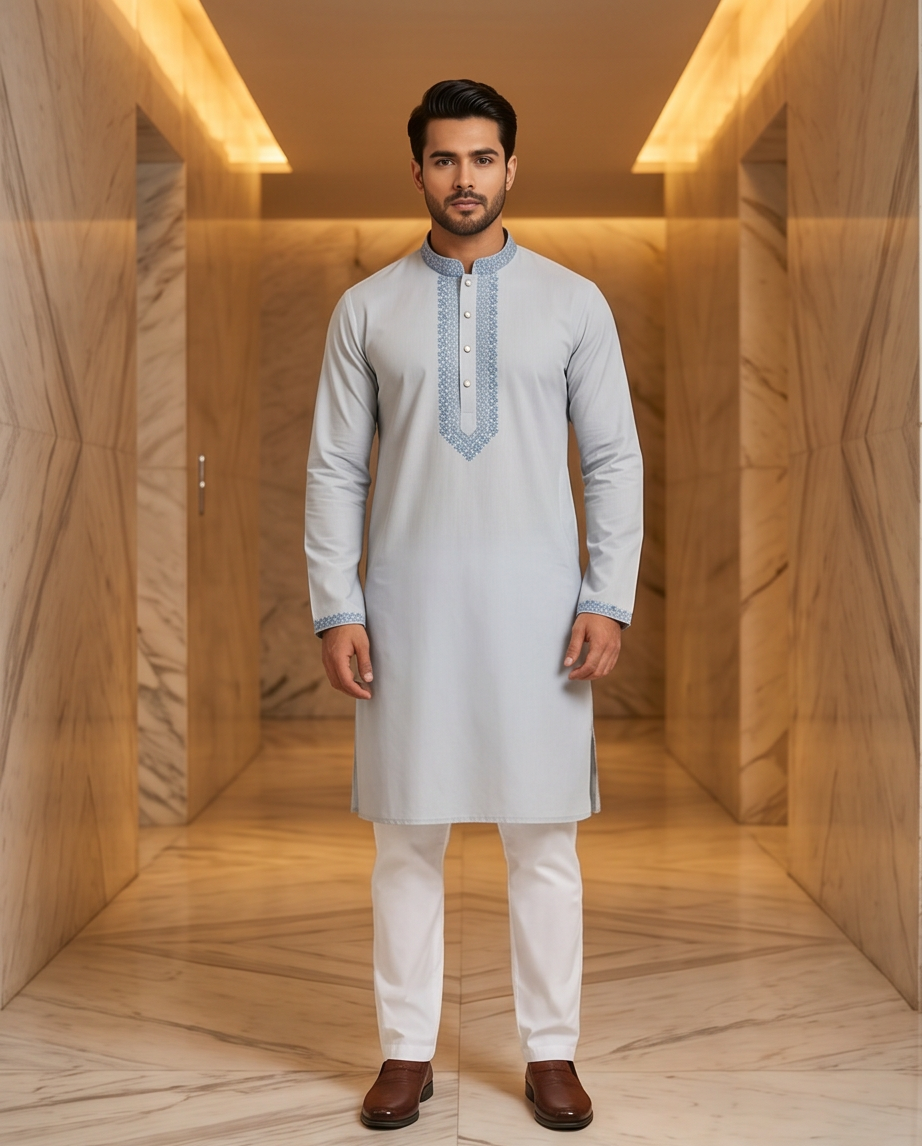 The Sky-Blue Artisan Panjabi|249 - Raakaat