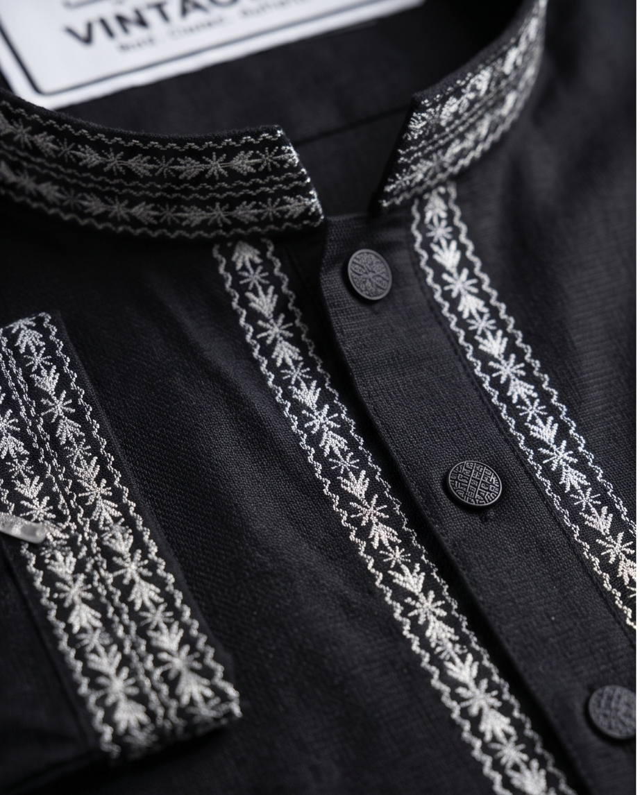 Obsidian Heritage Embroidered Panjabi | P0027|288 - Raakaat