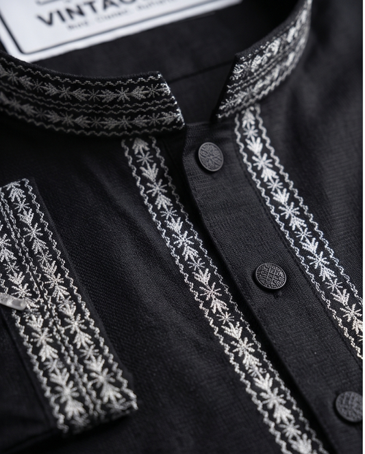 Obsidian Heritage Embroidered Panjabi | P0027|288 - Raakaat