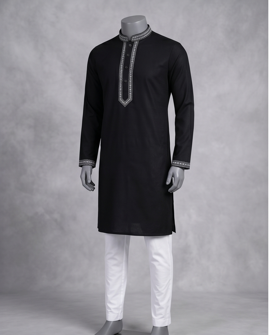 Obsidian Heritage Embroidered Panjabi | P0027|288 - Raakaat