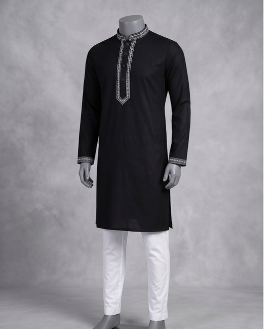 Obsidian Heritage Embroidered Panjabi | P0027|288 - Raakaat