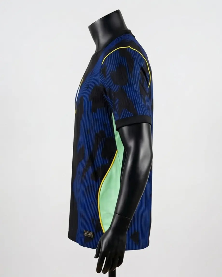 Brazil Away Jersey – Blue & Black Jaguar Graphic 5-Star National Football T-Shirt