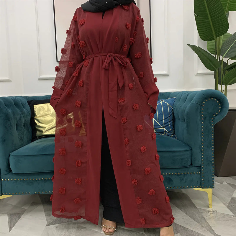 Mesh Loose Lace Long Sleeve Cardigan Robe for Women