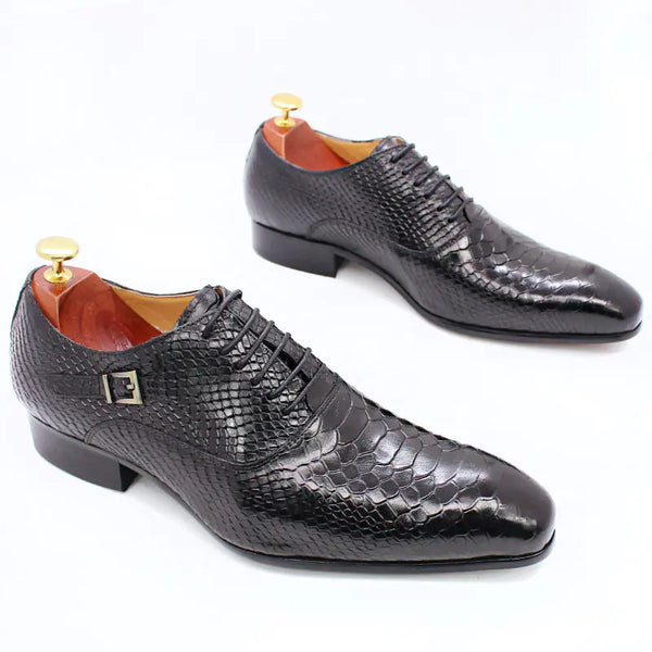 Men's Business Dress Shoes in Leather Snake Print