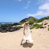 Sleeveless Long Dress with Ruffled Hem for Women