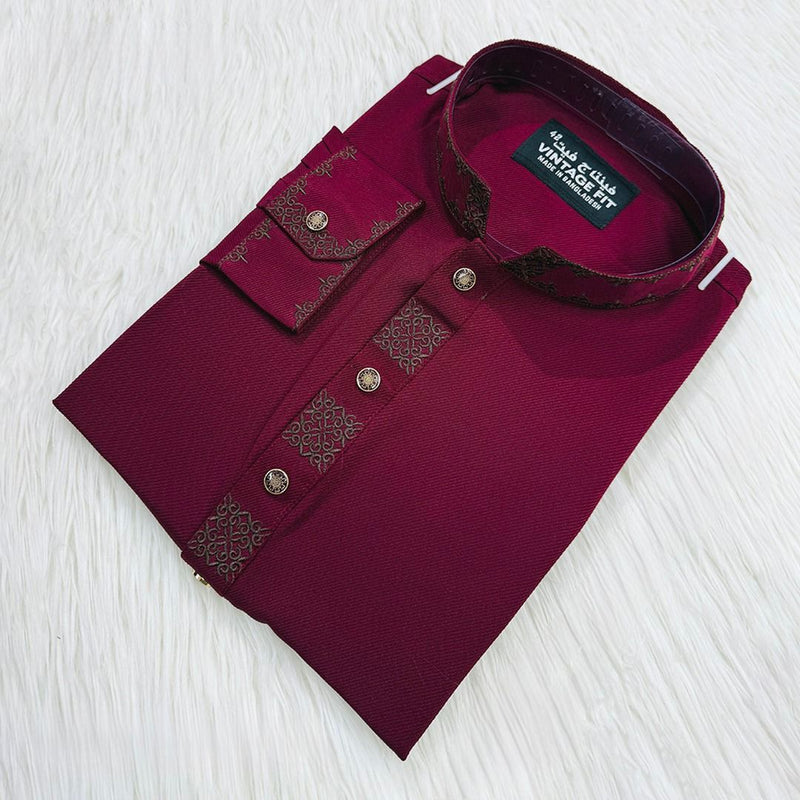 Deep Maroon Filigree Panjabi | P0025