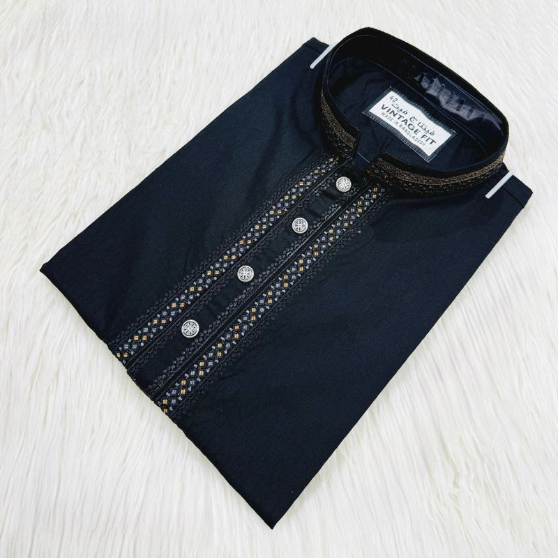 Obsidian Heritage Embroidered Panjabi | P0027