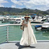 Sleeveless Long Dress with Ruffled Hem for Women