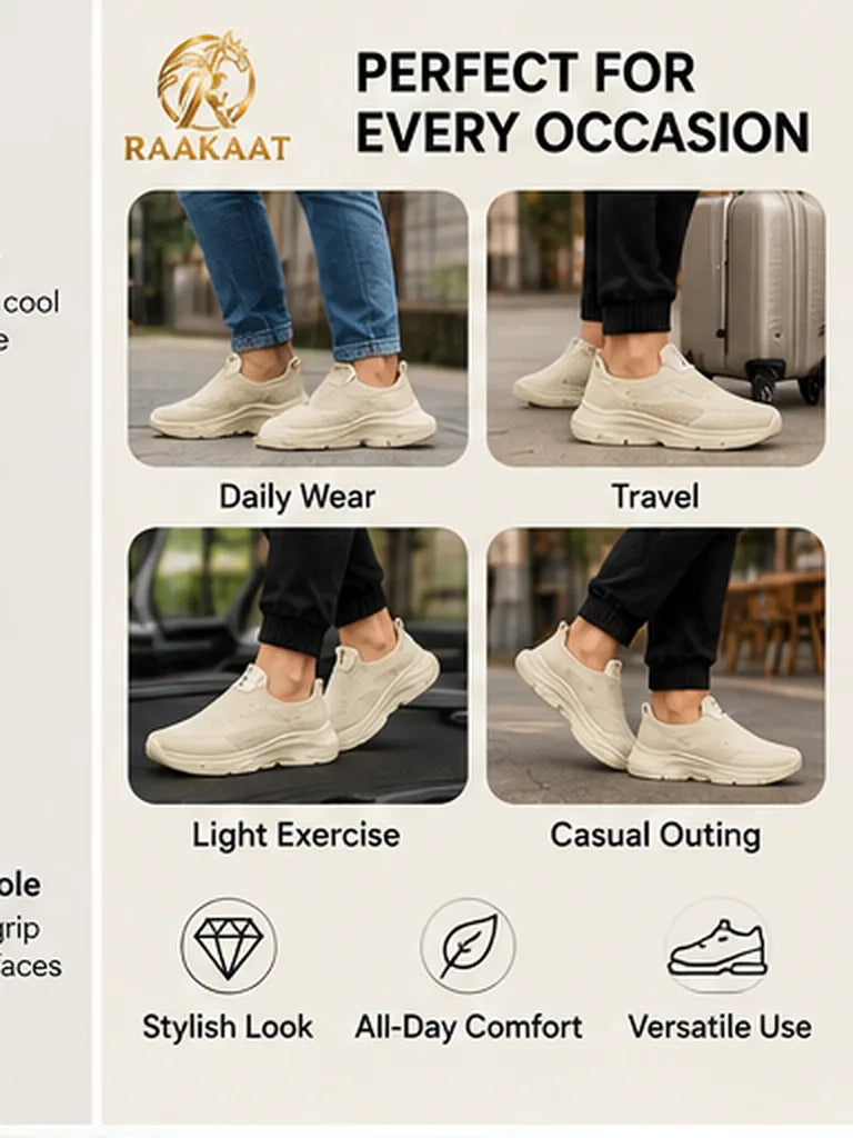 Beige slip-on shoes RK-SH-013 everyday travel and casual use