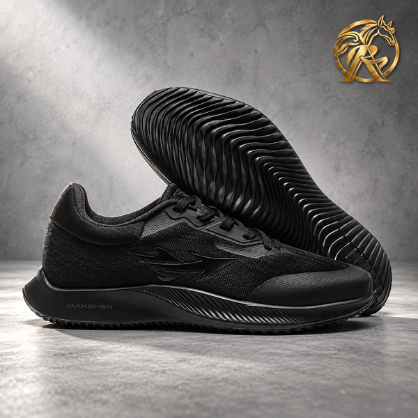 MAKCHEN Men's All-Black Wave-Sole Sneakers - product view