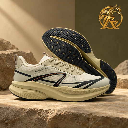 MAKCHEN Men's Beige & Olive Graphic Sneakers - product view