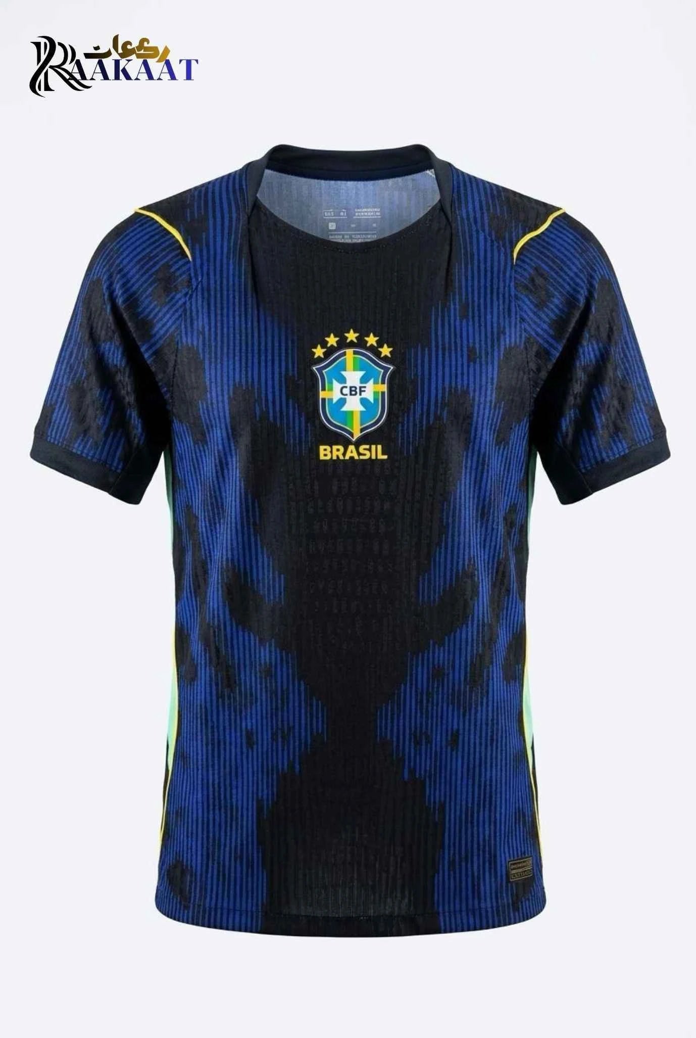 Brazil Away Jersey – Blue & Black Jaguar Graphic 5-Star National Football T-Shirt