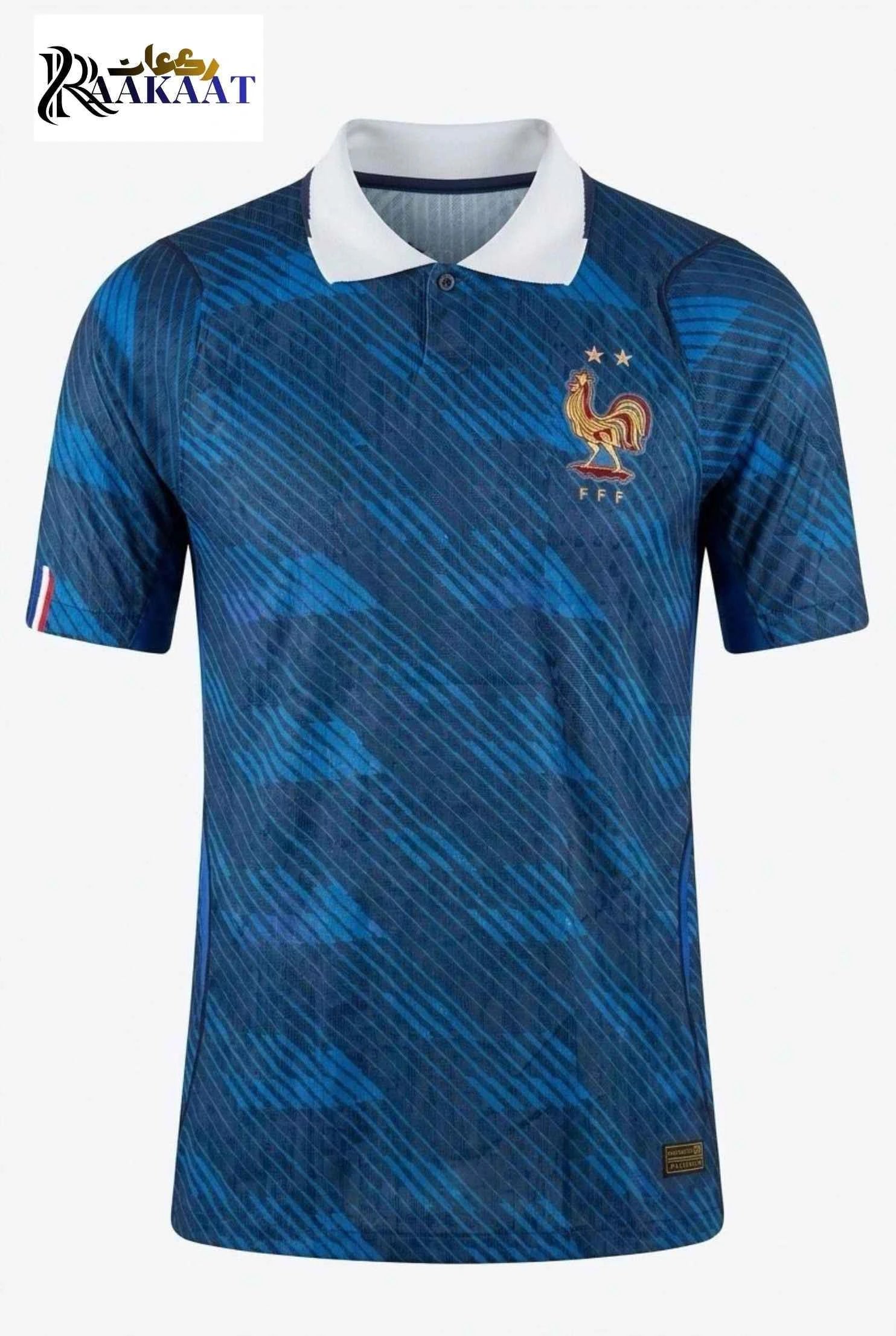 France Home Polo Jersey – Royal Blue Graphic 2-Star National Football T-Shirt